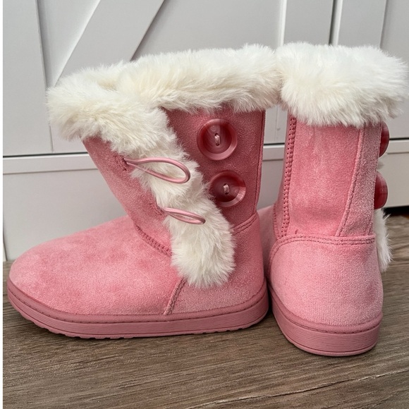Jumping Beans Mauve Pink Furry Boots 8-Toddler Faux Suede - Picture 4 of 7